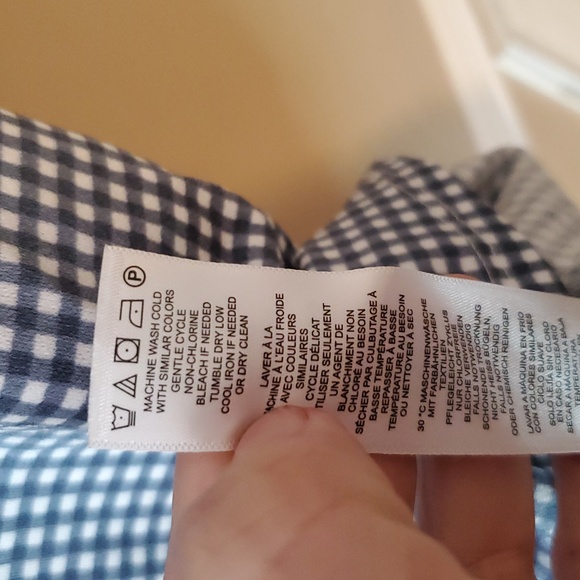 Adrianna Papell Blue White Gingham Top With Ties Size L NWT'S - Picture 10 of 10